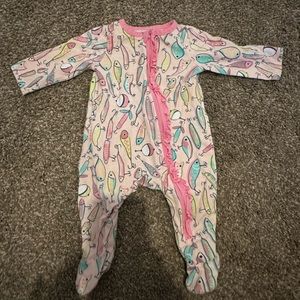 Baby girl fish footie pajamas 0-3 months